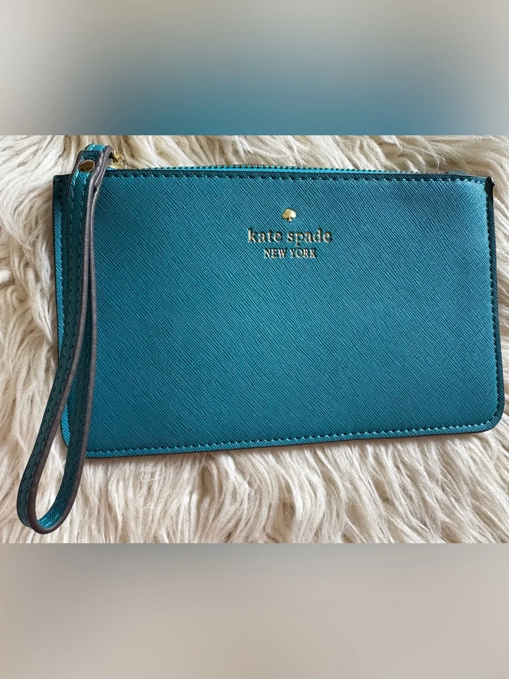 KATE SPADE NEW YORK Wristlet Wallet Clutch Teal Leather Fresh Air New w/out Tags
